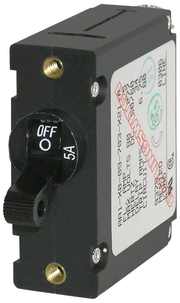 Blue Sea 7200 Circuit Breaker AA1Toggle 5A with Black Toggle