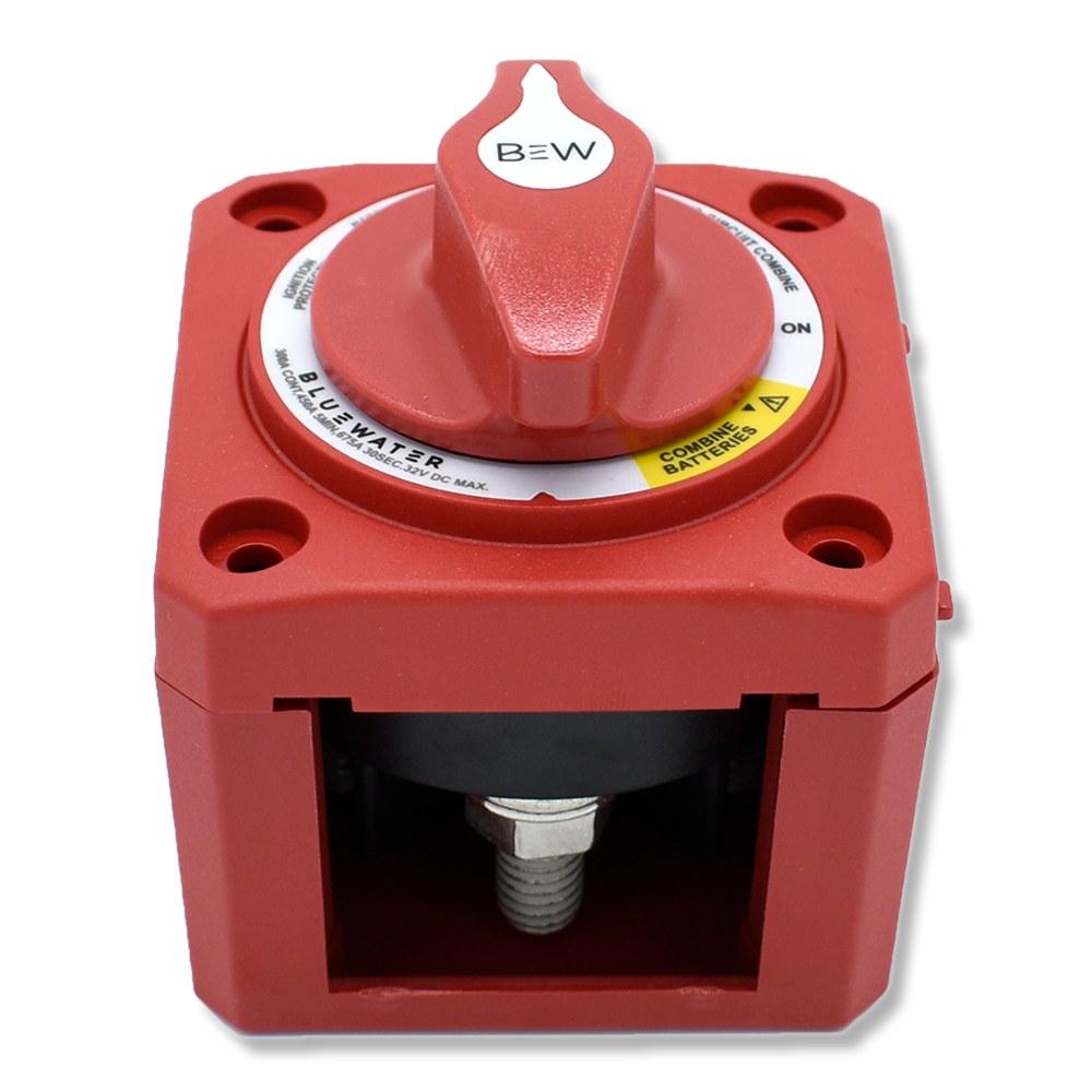 Bluewater Dual Circuit Plus Battery Switch, Off/On/Combine, 300A, Surface Mount with Base, Red