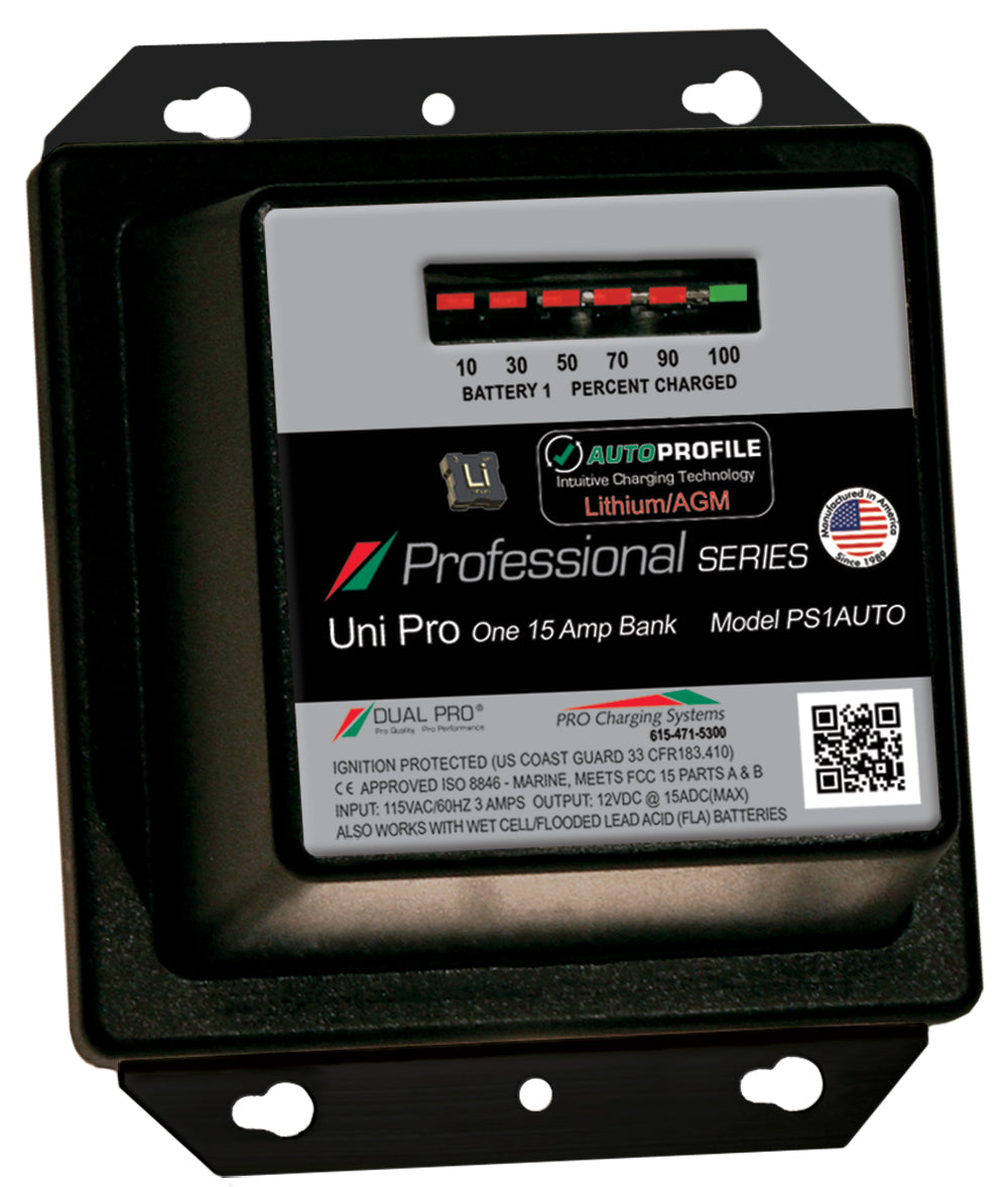 Dual Pro PS1AUTO Battery Charger, Auto Profile 1 Bank 15 Amps
