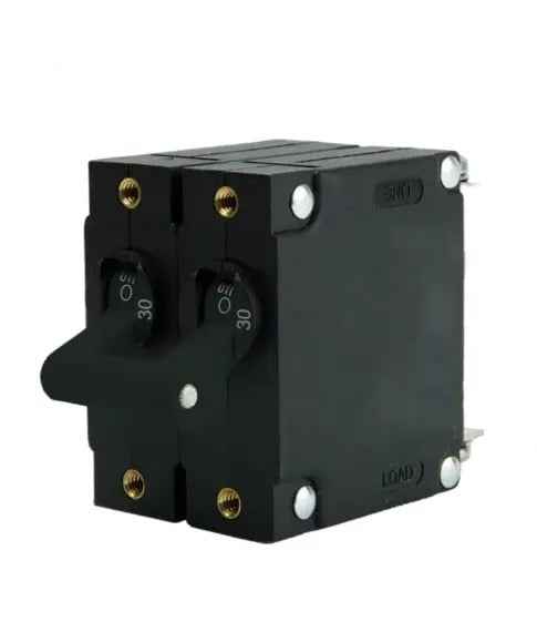 EGIS A Series Black Toggle Panel Mount Circuit Breaker Dual Pole AC 30 Amp Retail Pack
