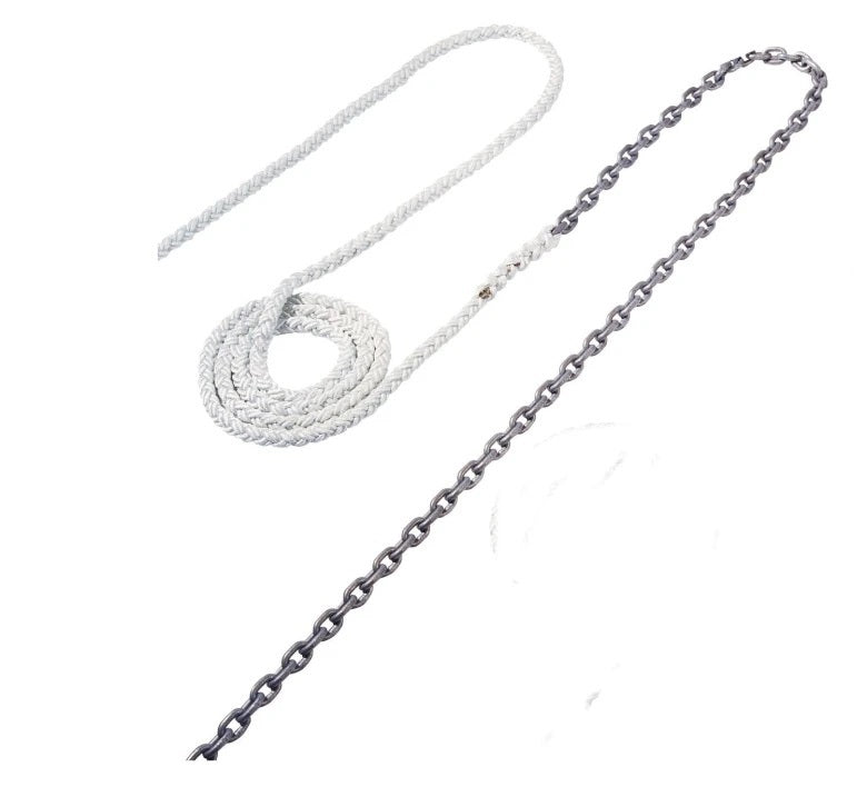 Maxwell 20ft of 5/16in HT Chain Splice to 200ft of 5/8in Nylon Brait Line