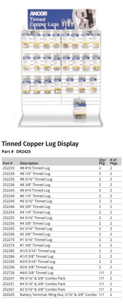 Ancor DR2425 Tinned Copper Lug Display Stand