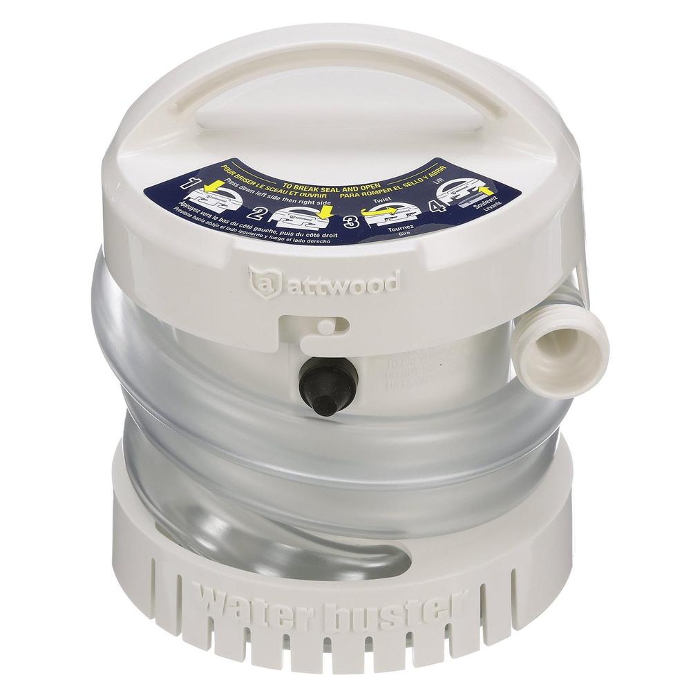 Attwood WaterBuster Portable Pump 200 GPH, 125GPH at 2ft Head, Max Head 4ft — 1
