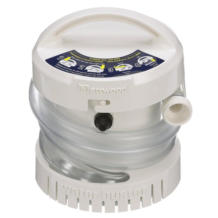 Attwood WaterBuster Portable Pump 200 GPH, 125GPH at 2ft Head, Max Head 4ft — 1