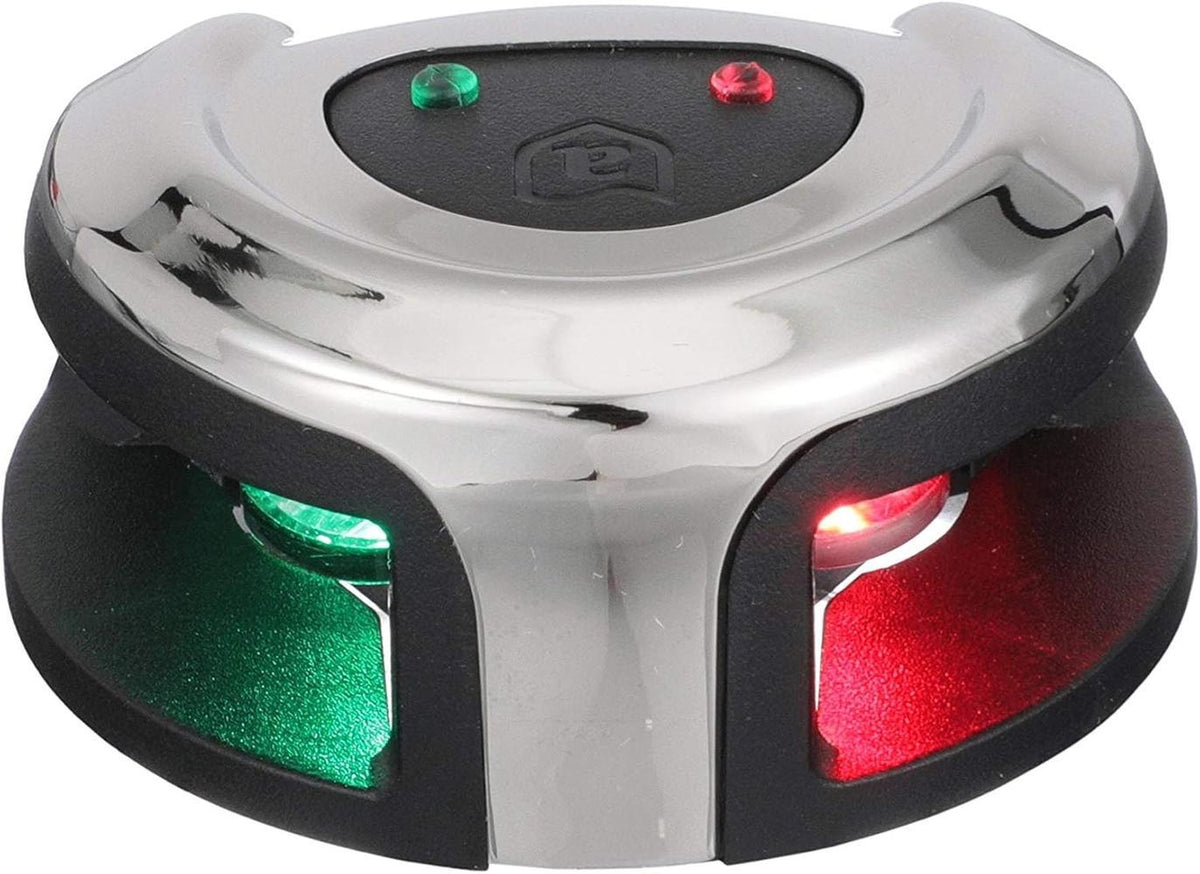Attwood LightArmor Deck Mount LED Navigation Light 2NM Stainless Steel Bi-Color — 1