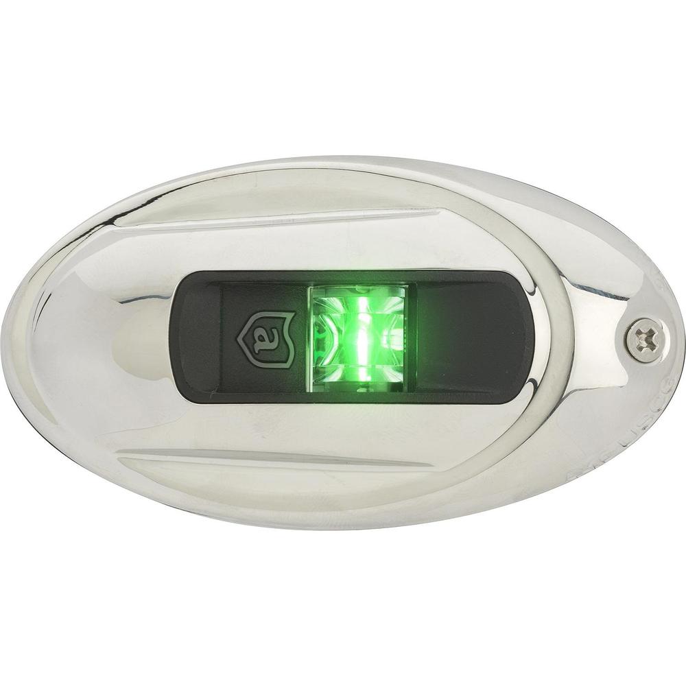Attwood LightArmor Eliptical LED Navigation Light 2NM Stainless Steel Green — 1