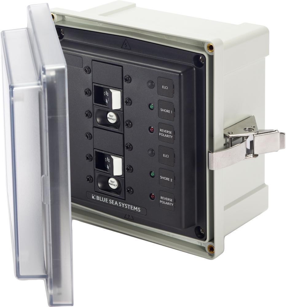 Blue Sea Panel Enclosure Dual 120v AC 30A ELCI Main Surface Mount System — 1
