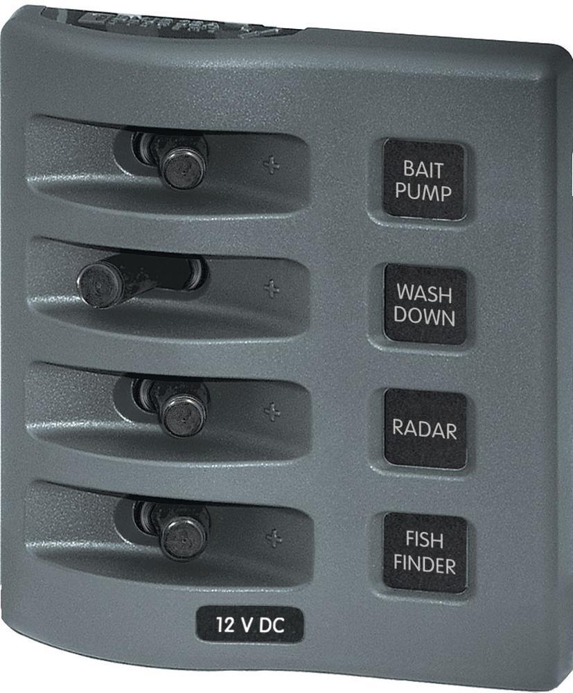 Blue Sea Weather Deck Panel 12v 4 Gang Switch Panel — 1