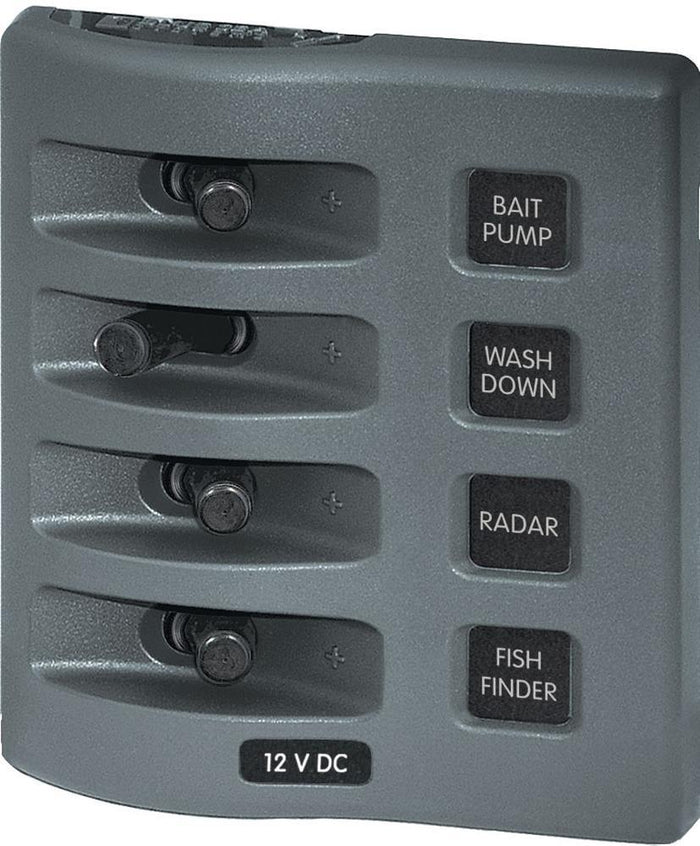 Blue Sea Weather Deck Panel 12v 4 Gang Switch Panel — 1