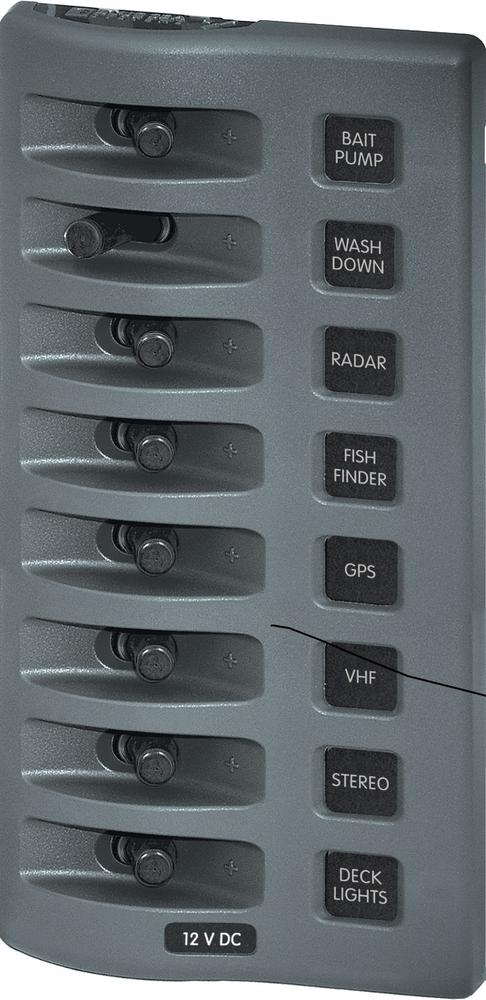 Blue Sea Weather Deck Panel 12v 8 Gang Switch Panel — 1