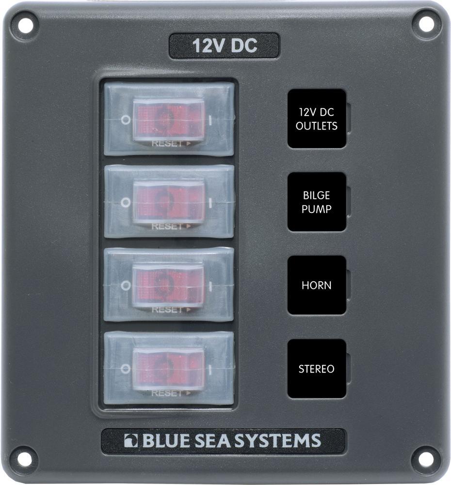 Blue Sea Water-Resistant 12V 4 Circuit Breaker Switch Panel — 1