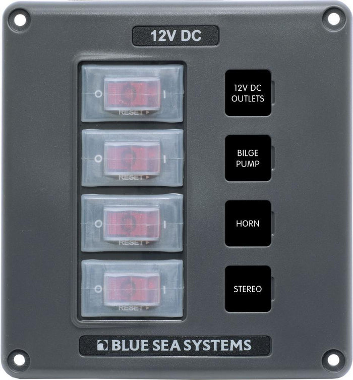 Blue Sea Water-Resistant 12V 4 Circuit Breaker Switch Panel — 1