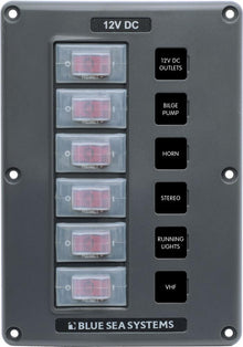 Blue Sea Water-Resistant 12V 6 Circuit Breaker Switch Panel — 1