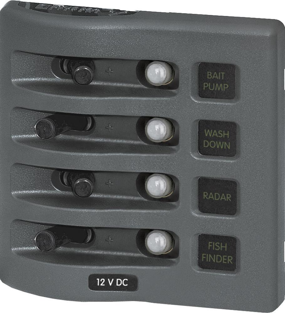 Blue Sea Weather Deck Panel 12v 4 Circuit Breaker Panel — 1
