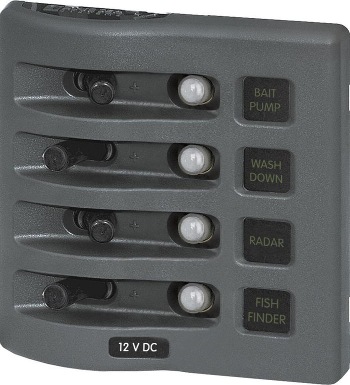 Blue Sea Weather Deck Panel 12v 4 Circuit Breaker Panel — 1