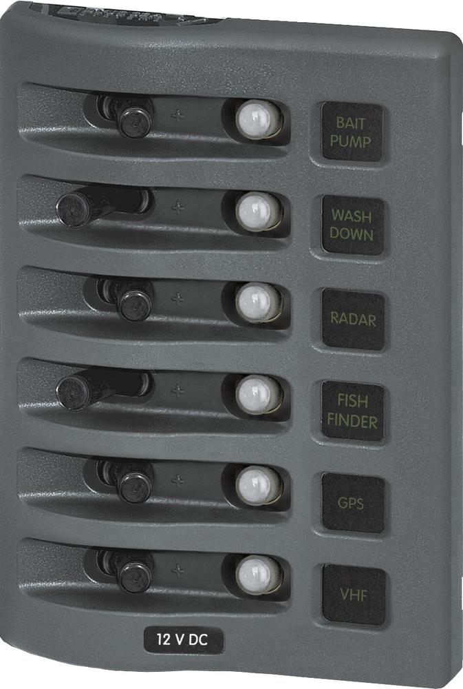 Blue Sea Weather Deck Panel 12v 6 Circuit Breaker Panel — 1