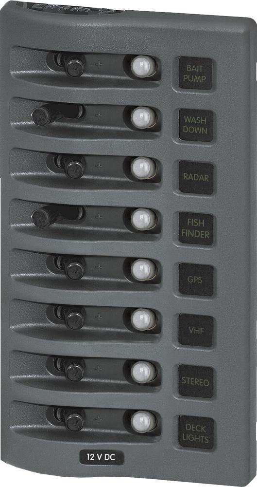 Blue Sea Weather Deck Panel 12v 8 Circuit Breaker Panel — 1