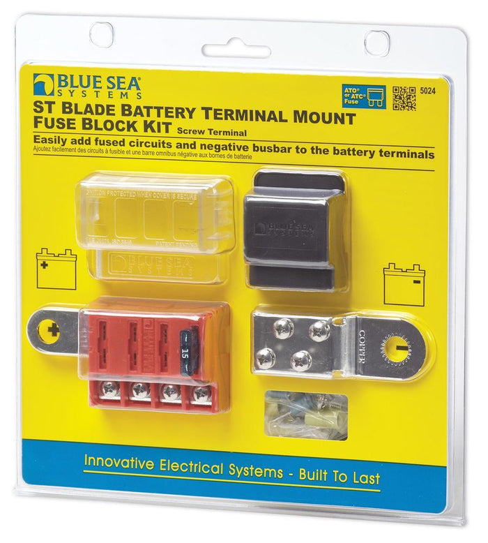Blue Sea 5024 4-Gang Battery Terminal Fuse Block ST ATO/ATC and Cover — 1