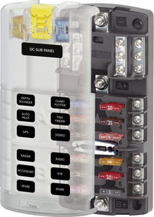 Blue Sea 5032 12-Gang 2-Group Fuse Block ST ATO/ATC Negative Bus and Cover — 1