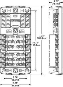 Blue Sea 5032 12-Gang 2-Group Fuse Block ST ATO/ATC Negative Bus and Cover — 2