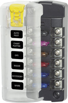 Blue Sea 5035 6-Gang Fuse Block ST ATO/ATC Independent Circuits and Cover — 1