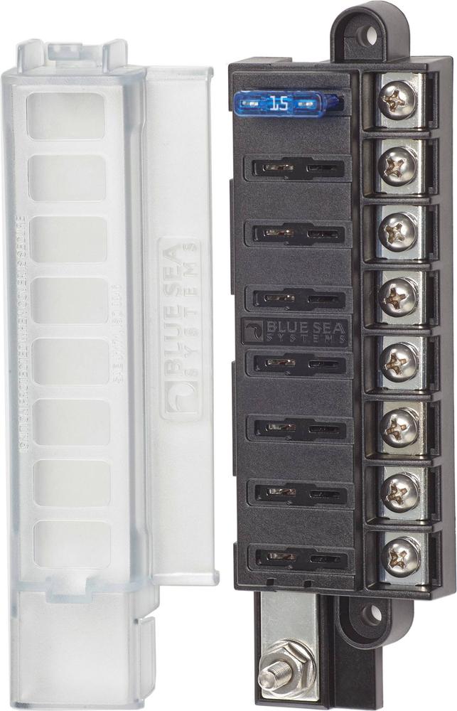 Blue Sea 5046 8-Circuit Fuse Block ST ATO/ATC with Cover — 1
