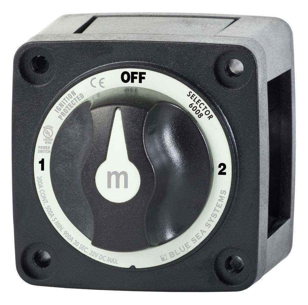 Blue Sea M-Series Battery Switch On/Off/On with Knob Black — 1