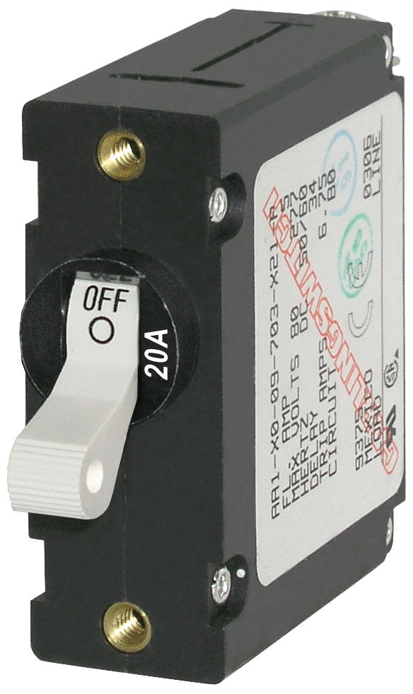 Blue Sea 7214 Circuit Breaker AA1Toggle 20A  with White Toggle