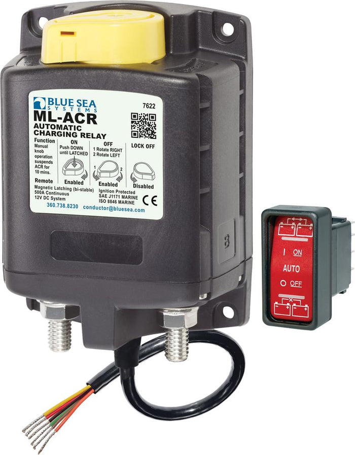 Blue Sea ML-ACR Automatic Charging Relay with Manual Control 12vDC 500A — 1
