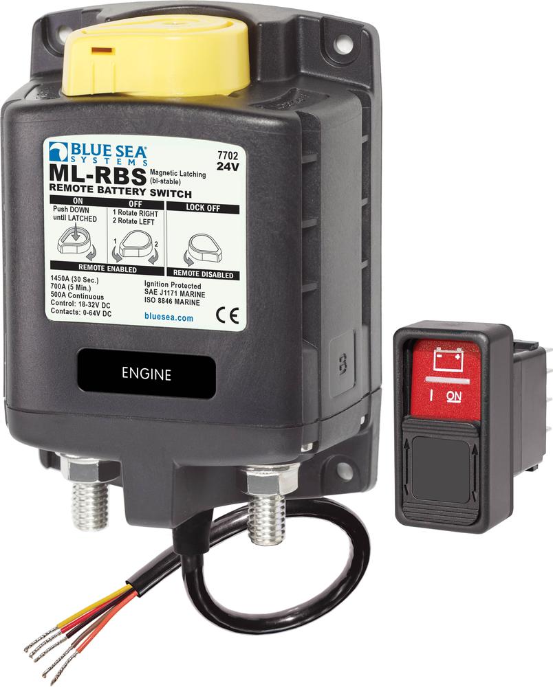 Blue Sea ML-RBS 24vDC 500A Remote Battery Switch With Manual Control — 1