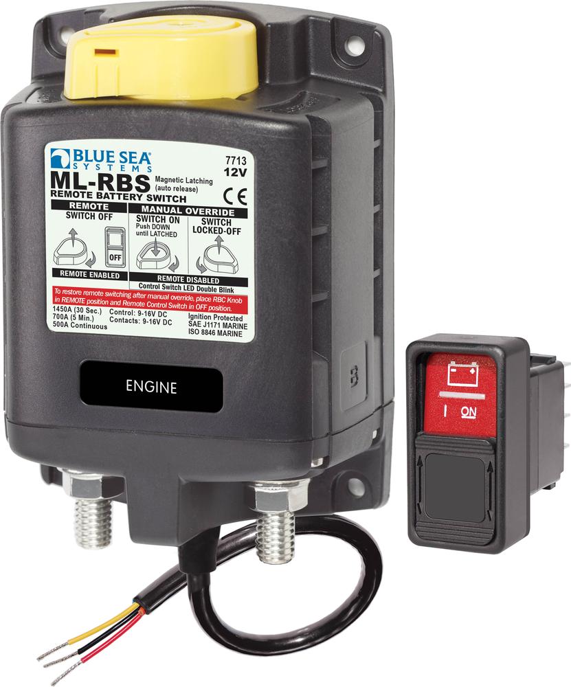 Blue Sea ML-RBS 12vDC 500A Remote Battery Switch With Manual Control Auto Release — 1