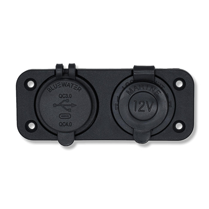 Bluewater USB/USB-C & 12V Combo Receptacle w/Dual Plate