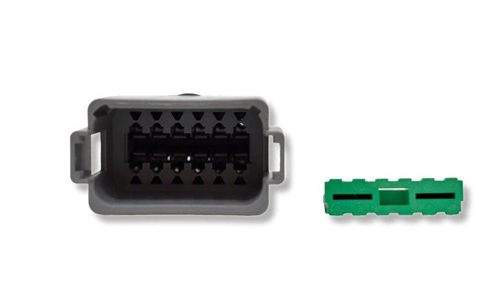 Bluewater 12 Position DT Female Connector with Wedge Lock, Green Body, Deutsch Compatible