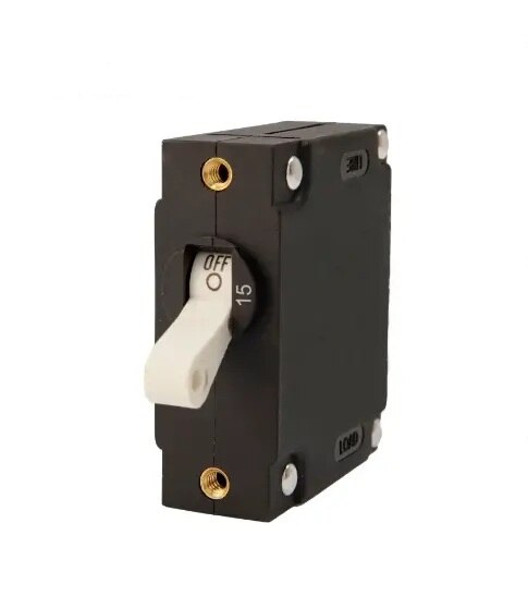 EGIS A Series White Toggle Panel Mount Circuit Breaker Single Pole AC/DC 15 Amp Retail Pack