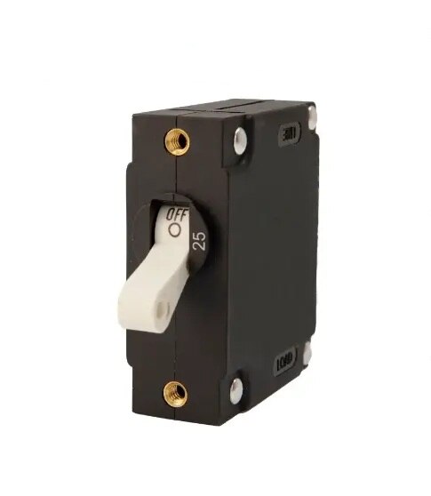 EGIS A Series White Toggle Panel Mount Circuit Breaker Single Pole AC/DC 25 Amp Retail Pack