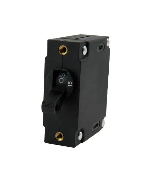 EGIS A Series Black Toggle Panel Mount Circuit Breaker Single Pole AC/DC 15 Amp Retail Pack