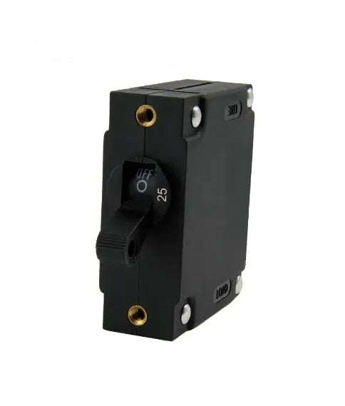 EGIS A Series Black Toggle Panel Mount Circuit Breaker Single Pole AC/DC 25 Amp Retail Pack