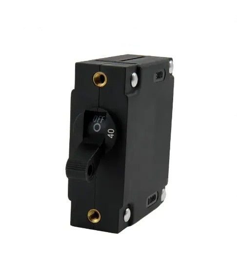 EGIS A Series Black Toggle Panel Mount Circuit Breaker Single Pole AC/DC 40 Amp Retail Pack