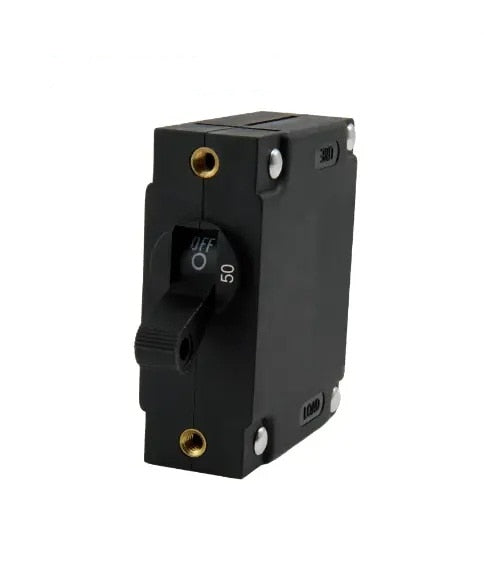 EGIS A Series Black Toggle Panel Mount Circuit Breaker Single Pole AC/DC 50 Amp Retail Pack