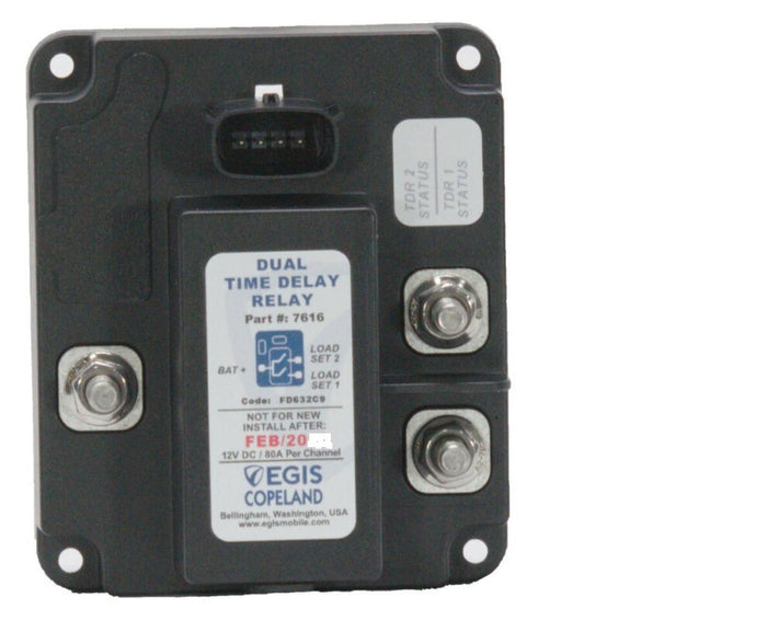 EGIS 7616 TDR Series Dual Output  Time Delay Relay 2x80A 12v — 1