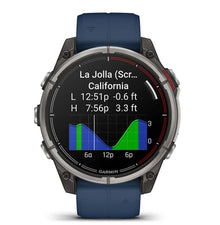 Garmin Quatix 8 47mm AMOLED Smartwatch Titanium Bezel Captain Blue Silicone Band — 8