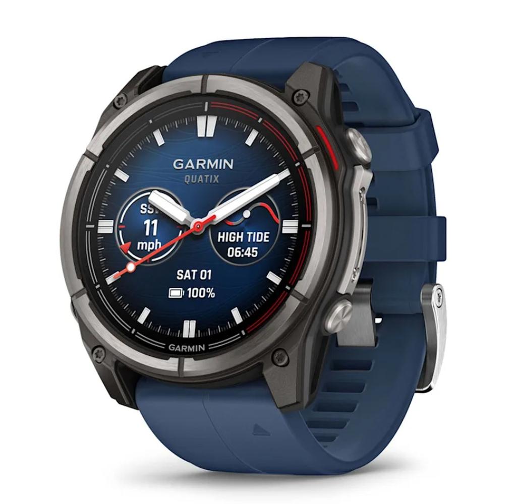 Garmin Quatix 8 51mm AMOLED Smartwatch Titanium Bezel Captain Blue Silicone Band — 1