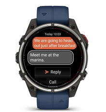 Garmin Quatix 8 Pro - 47mm AMOLED Smartwatch Titanium Bezel Captain Blue Silicone Band — 3