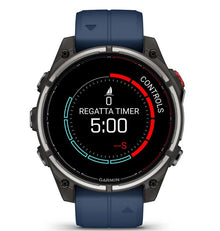 Garmin Quatix 8 Pro - 47mm AMOLED Smartwatch Titanium Bezel Captain Blue Silicone Band — 8
