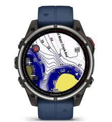 Garmin Quatix 8 Pro - 47mm AMOLED Smartwatch Titanium Bezel Captain Blue Silicone Band — 9