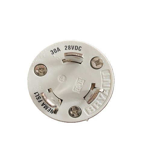 Hubbell HBL328DCPW 30A 28V DC Locking Connector Male White