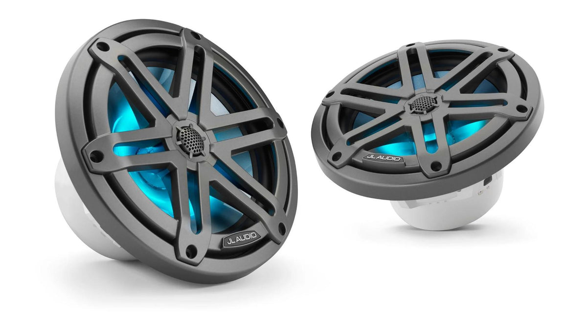 JL Audio M3 7.7in Coaxial Speakers Gray Sport Grille with RGB LED — 1