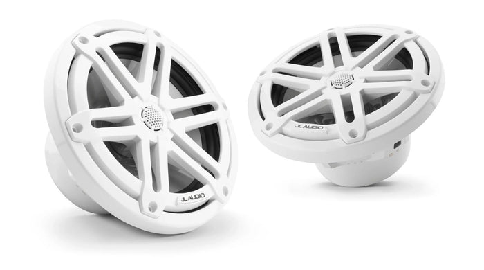 JL Audio M3 7.7in Coaxial Speakers White Sport Grille — 1