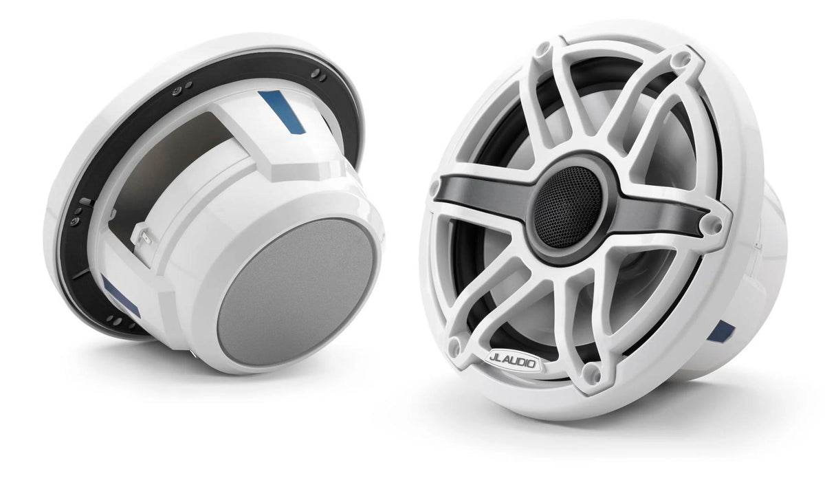 JL Audio M6 7.7in Coaxial Speakers White Sport Grille — 1