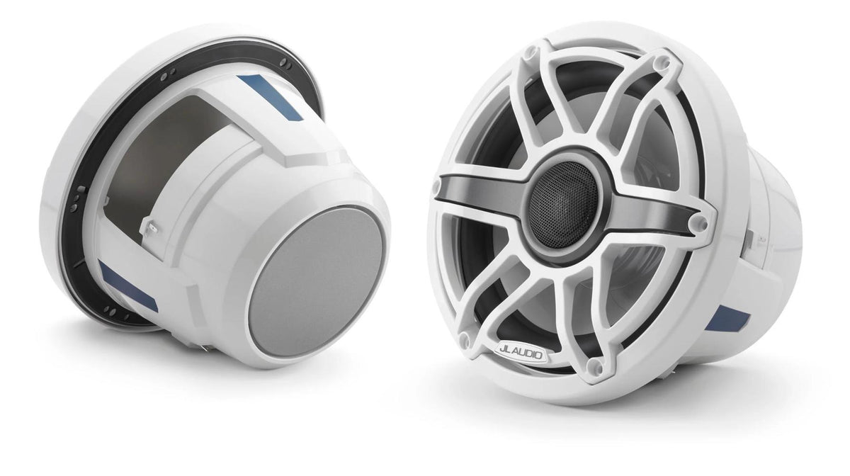 JL Audio M6 8.8in Coaxial Speakers White Sport Grille — 1